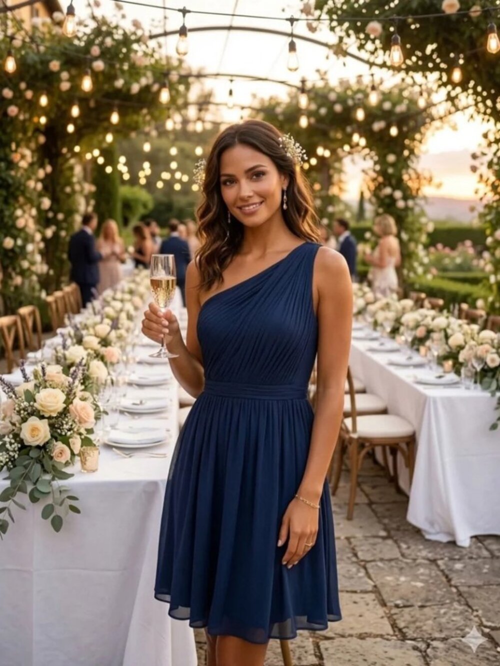 J Crew Navy Blue One Shoulder Formal Mini Dress
